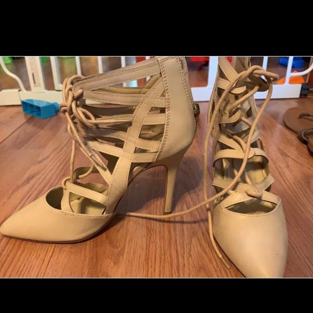 Charlotte Russe lace up nude heels
